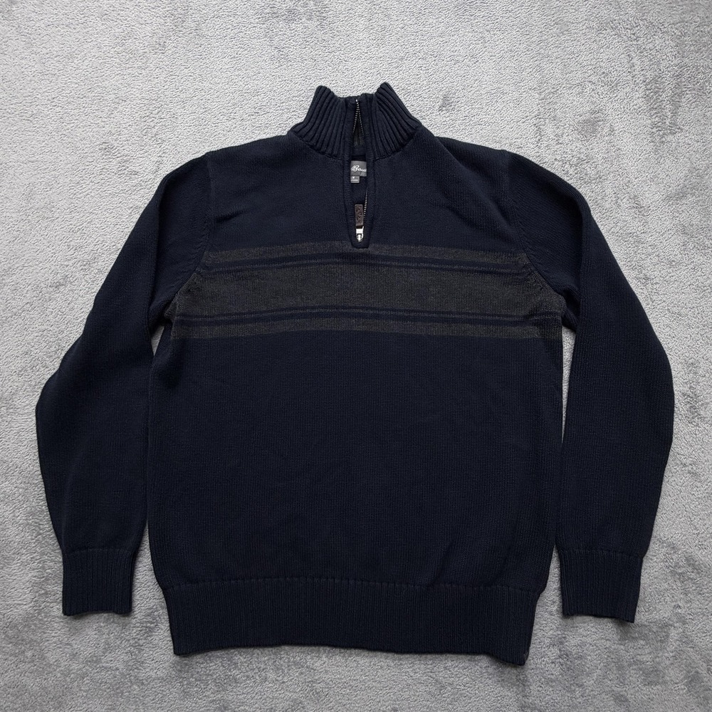 Eddie Bauer Sweater Mens Medium Navy Blue Cotton Half Zip‎ Pullover Casual